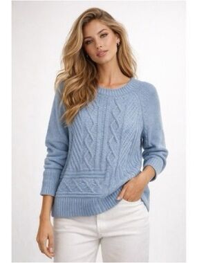 croft & barrow Light Blue Cable Knit Crewneck Sweater
